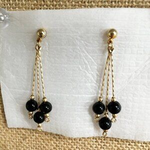 Wire-wrap gold and black earrings